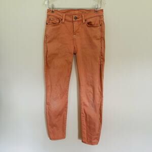 7 For All Mankind Cropped Gwenevere Peach Cotton Ankle Boho Jeans Size 26